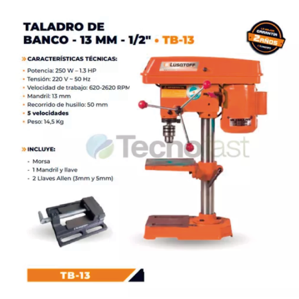 TALADRO DE BANCO - 13MM 1/2" CON MORSA TB-13 - Image 3